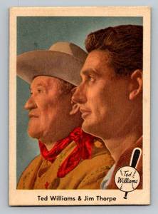 lot 103 image: Ted Williams 1959 Fleer w Jim Thorpe #70 Vintage Baseball Card