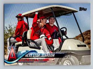 lot 40A image: Shohei Ohtani RC with Mike Trout 2018 Topps Update #US158 Rookie Baseball Card