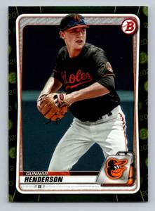 lot 93A image: Gunnar Henderson Green SP 2020 Bowman #BP-134 Baseball Card