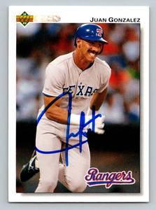 lot 102A image: Juan Gonzalez Auto On Card 1991 Upper Deck #243 Baseball Card