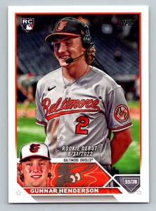 lot 105A image: Gunnar Henderson RC 2023 Topps Update #US18 Rookie Baseball Card