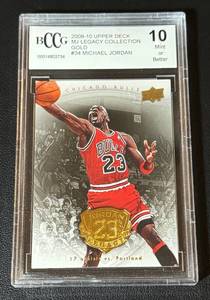 lot 18 image: Michael Jordan BCCG 10 Gem Mint 2009-10 Upper Deck MJ Legacy Collection Gold #34 Basketball Card