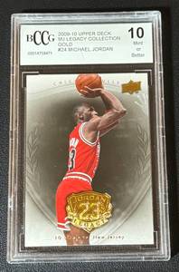 lot 21 image: Michael Jordan BCCG 10 Gem Mint 2009-10 Upper Deck MJ Legacy Collection Gold #24 Basketball Card