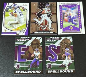 lot 29 image: Justin Jefferson 5 Card Lot Minnesota Viking Football