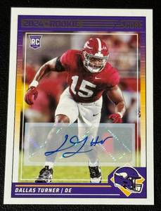 lot 34 image: Dallas Turner Auto RC 2024 Score Signatures #308 Rookie Minnesota Vikings Football Card