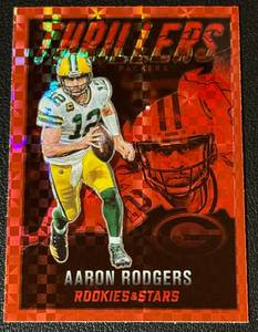 lot 39 image: Aaron Rodgers Red Checker Prizm 2022 Rookies & Stars Thrillers Insert #TH-1 Football Card