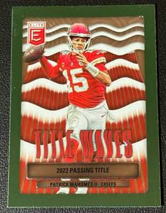 lot 54 image: Patrick Mahomes 2023 Donruss Elite Green Title Waves Insert #TW-3 2022 Passing Title Football Card