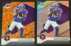 lot 100 image: Justin Jefferson 2 Card Minnesota Viking Football Card Lot