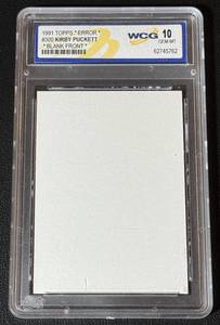 lot 107 image: Kirby Puckett Rare Blank Front Graded 10 Gem Mint 1991 Topps #300 Minnesota Twins Baseball Card