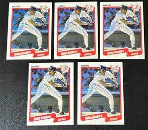 lot 108 image: 5 Deion Sanders RCs 1990 Fleer #454 Rookie Baseball Cards