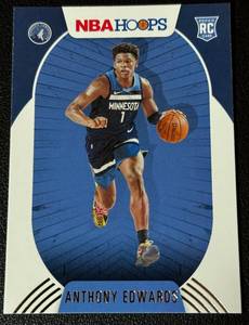 lot 118 image: Anthony Edwards RC 2020-21 Hoope #216 Rookie Minnesota Timberwolves Basketball Card