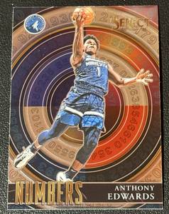 lot 119 image: Anthony Edwards RC 2020-21 Select Numbers Insert #15 Rookie Minnesota Timberwolves Basketball Card