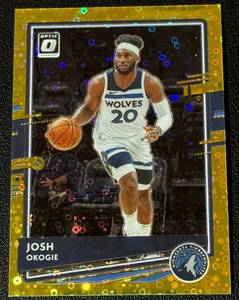 lot 12A image: Josh Okogie Numbered 0110 Bookend Gold Disco Prizm 2020-21 Donruss Optic #110 Minnesota Timberwolves Basketball Card