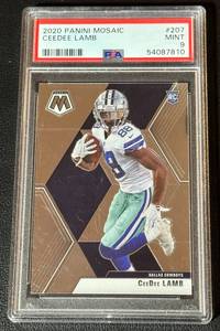 lot 15A image: Ceedee Lamb RC PSA 9 Mint 2020 Mosaic #207 Rookie Football Card