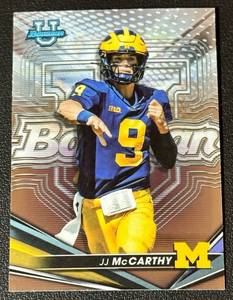 lot 22A image: JJ McCarthy RC 2022 Bowman University #48 Rookie Minnesota Vikings Football Card