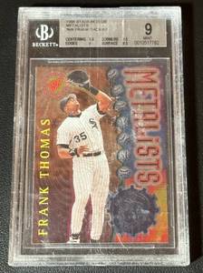 lot 27A image: Frank Thomas Beckett Graded 9 Mint 1996 Stadium Club Metalists #M8 Baseball Card