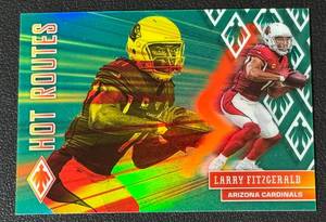 lot 28A image: Larry Fitzgerald 125 Bookend Green Refractor SSP 2020 Phoenix #5 Hot Routes Football Card