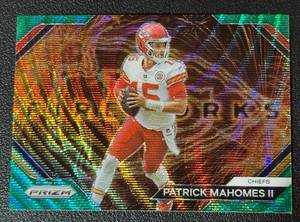 lot 34A image: Patrick Mahomes Green Wave Refractor 2023 Prizm Fireworks #F-2 Football Card