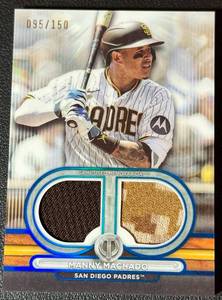lot 35A image: Manny Machado Dual Relic 150 2024 Topps Tribute #DR-MM, numbered 95150, Baseball Card