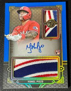 lot 38A image: Yohel Pozo Auto RC 10 - NASTY PATCH - 2022 Topps Tribute #RFPAR-YP, numbered 410, Baseball Card