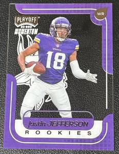 lot 39A image: Justin Jefferson RC Insert 2020 Chronicles Momentum #M-10 Rookie Minnesota Vikings Football Card