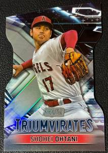 lot 52A image: Shohei Ohtani Die Cut Refractor 2023 Stadium Club Triumvirates #T-25 Baseball Card