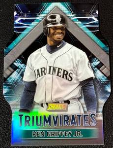 lot 68A image: Ken Griffey Jr. Die Cut Refractor 2023 Topps Stadium Club Triumvirates #T-20 Baseball Card