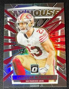 lot 70A image: Christian McCaffrey 2023 Donruss Optic Prizm #7 Myhouse Insert Football Card