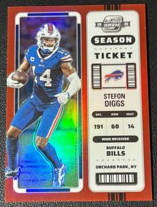 lot 74A image: Stefon Diggs 175 Red Prizm 2022 Contenders Optic #7, numbered 73175, Football Card
