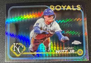 lot 77A image: Bobby Witt Jr. Refractor Prism 2024 Topps Chrome #120 Baseball Card
