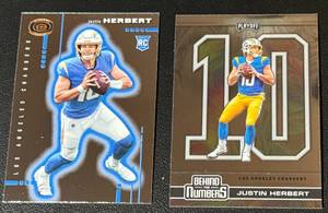 lot 78A image: Justin Herbert RC 2 Card Lot Rookie Football Cards