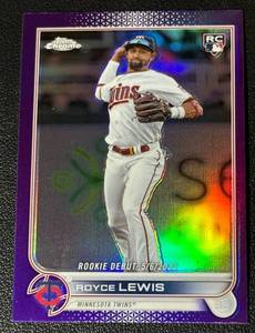 lot 89A image: Royce Lewis Rookie Purple Refractor 2022 Topps Chrome #USC79 Rookie Minnesota Twins Baseball Card
