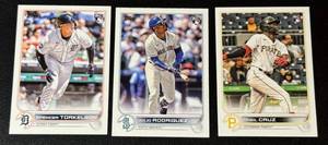 lot 104A image: 2022 Topps 3 RC Lot - Julio Rodriguez, Oneil Cruz, and Spencer Torkelson Rookie Baseball Cards