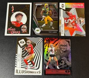 lot 122 image: Trey Lance 5 RC Lot Rookie Football Cards