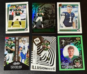 lot 123 image: Zach Wilson 6 RC Lot Rookie Football Cards