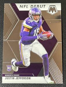 lot 113A image: Justin Jefferson RC 2020 Mosaic NFL Debut #270 Rookie Football Card