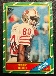 lot 8C image: Jerry Rice RC 1985 Topps #161 Rookie Vintage Football Card