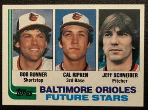 lot 10B image: Cal Ripken Jr. RC 1982 Topps #21 Baltimore Orioles Future Stars Rookie Vintage Baseball Card
