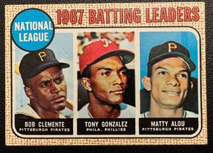 lot 23B image: Roberto Clemente 1968 Topps NL Batting Leaders #1 Vintage Baseball Card