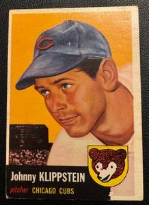 lot 25B image: 1953 Topps #46 Johnny Klippstein Vintage Baseball Card
