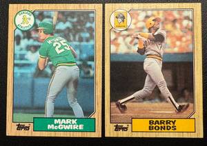 lot 35B image: Barry Bonds and Mark McGwire RC 2 Card Lot 1987 Topps Baseball