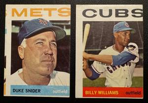 lot 39B image: 1964 Topps Billy Williams and Duke Snider Vintage Baseball 2 Card Lot