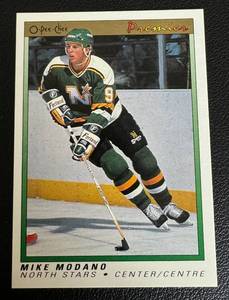 lot 63B image: Mike Modano RC 1991 O-Pee-Chee #74 Minnesota North Stars Rookie Hockey Card