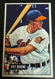 lot 66B image: 1951 Bowman #54 Ray Boone Vintage Baseball Card
