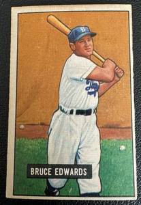 lot 68B image: 1951 Bowman #116 Bruce Edwards Vintage Baseball Card