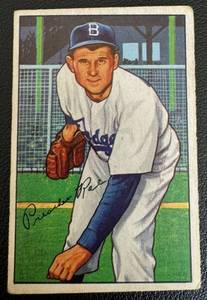 lot 76B image: 1952 Bowman #168 Preacher Poe Vintage Baseball Card