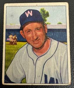 lot 77B image: 1950 Bowman #108 Rae Scarborough Vintage Baseball Card