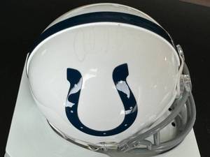 lot 54D image: Andrew Luck Signed (very faded) Mini Helmet with COA  - Indianapolis Colts Football
