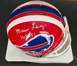 lot 41D image: Marv Levy Signed Mini Helmet with COA - Buffalo Bills Football