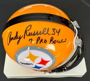 lot 36D image: Andy Russell Signed Mini Helmet with COA - Pittsburgh Steelers Football